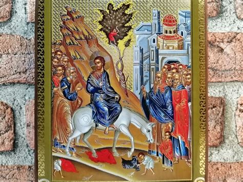 Russian Orthodox Icon Triumphal Entry Into Jerusalem 17 X 21 Etsy
