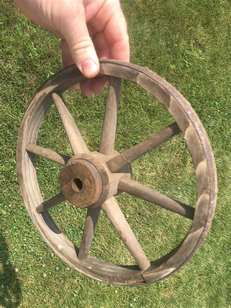 Small Antique Wooden Spoke Iron Rim Wagon Wheel