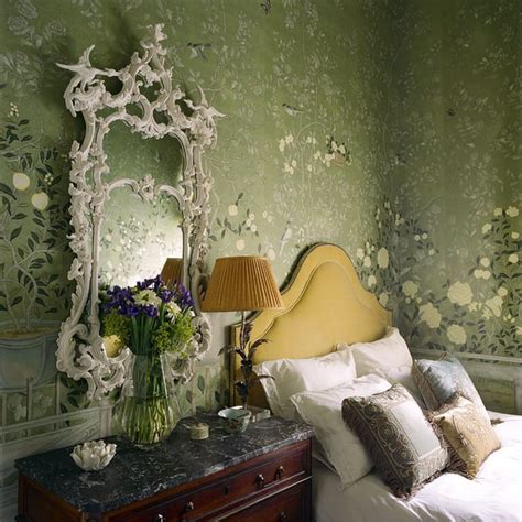Degourney Chinoiserie Hand Painted Wallpaper Mirror Bedroom Hannah