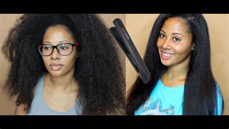 Extremely Thick Coarse Hair Curly To Straight Youtube