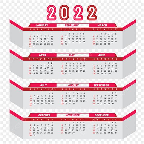 Gambar Kalender 2022 Dengan Bentuk Modern Bulanan Kalender 2022