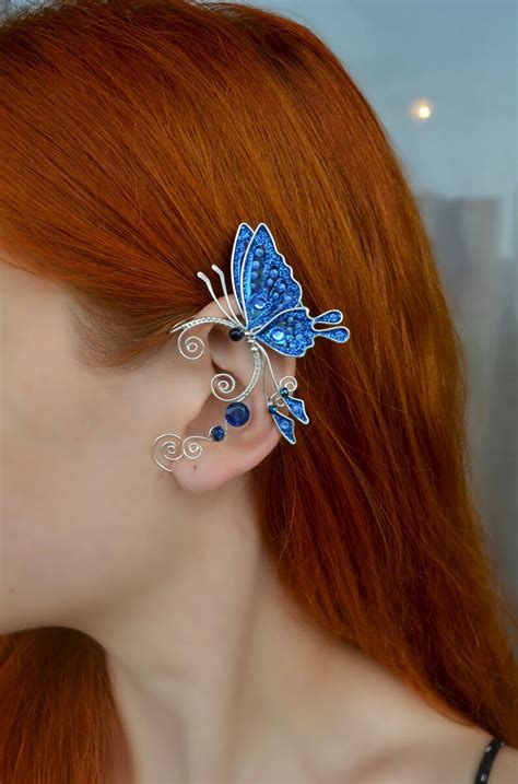 Blue Butterfly Ear Cuff Butterfly Ear Wrap Fairy Ear Cuff Etsy