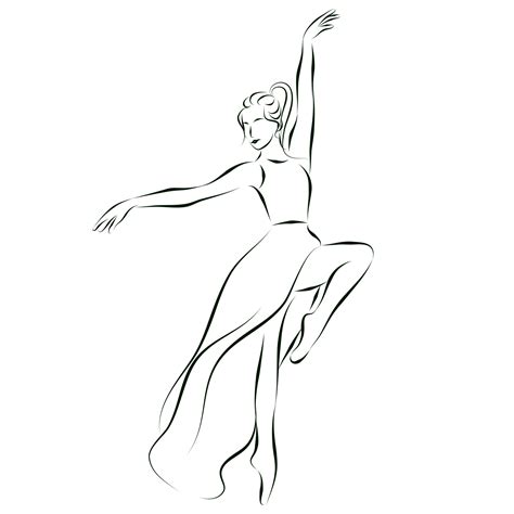 Sketch Drawing Of An Elegant Dancer In A Dance A Ballerina In A Long