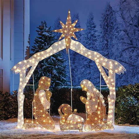 Led Lighted Nativity Scene Holiday Decoration Christmas Outdoor