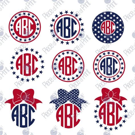 4th of July Monogram Frame svg cut files, 4th of July svg, Independence
