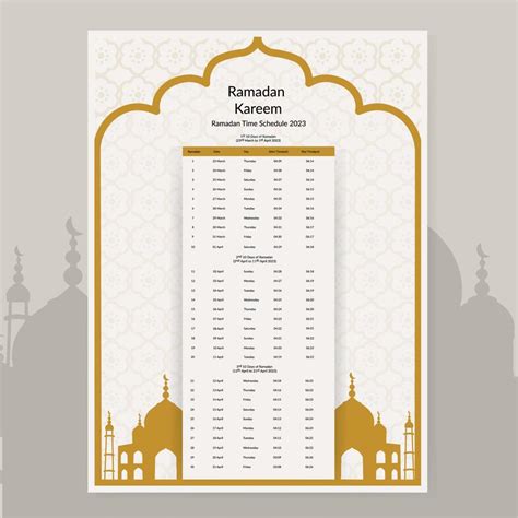 Diseño De Calendario De Ramadán 2023 Plantilla De Maqueta De