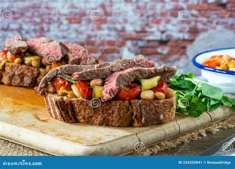 Beef Steak On Sourdough Stock Image Image Of Dinner 254205841