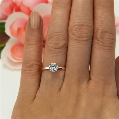 1 Ct 4 Prong Classic Solitaire Ring Round Engagement Ring Man Made Diamond Simulant Bridal