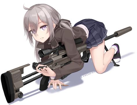 Safebooru 1girl Ahoge Bolt Action Bullet Cheytac M200 Eyebrows Visible Through Hair Eyes