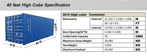 40 Length Feet And Dry Container Type 40ft High Cube Container