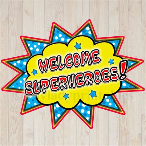 Printable Welcome Superhero Sign Instant Download Superhero Etsy