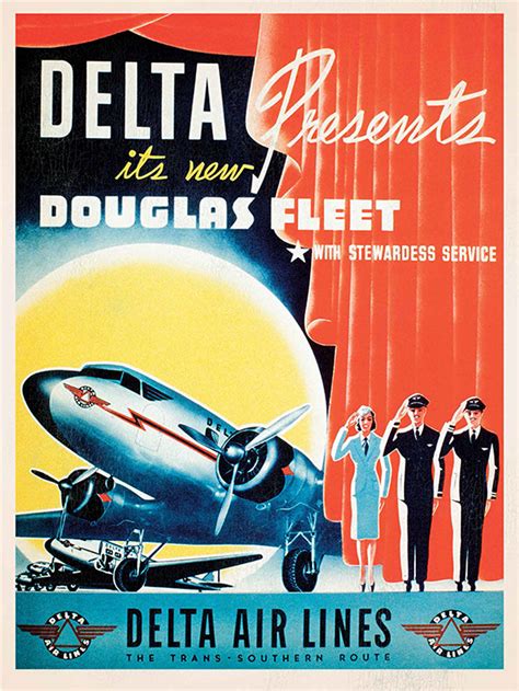 Download Poster Delta Douglas Fleet Vintage Travel Posters Delta Png