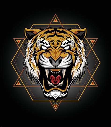 Tiger Head Illustration Vector Tiger Design For T Shirt Mascot Logo Team Sport 2399795 Vector