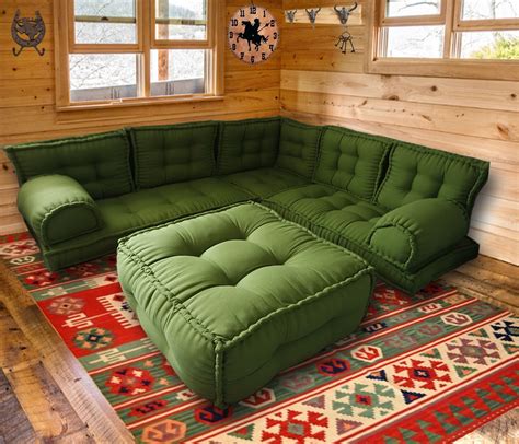 Buy Spirit Home Interiors Corner Sofa Set With Ottoman Floor Level Sofa Set Handmade Sofa