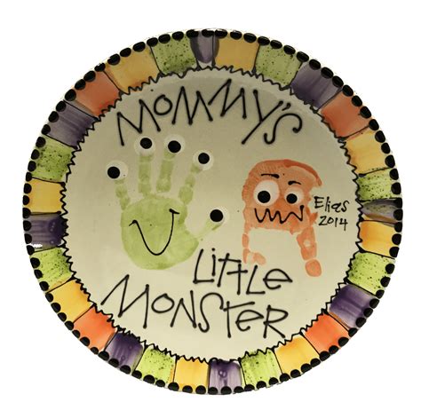 Mommys Little Monsters Hand Print Plate As You Wish Pottery