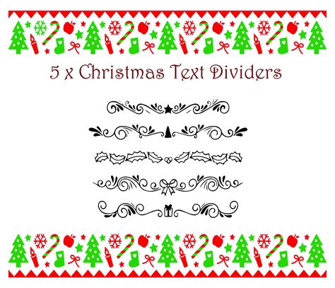 5 X Ornamental Christmas Text Dividers Svg Png Eps Dxf Etsy
