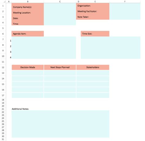 Daily Scrum Meeting Notes Excel Template