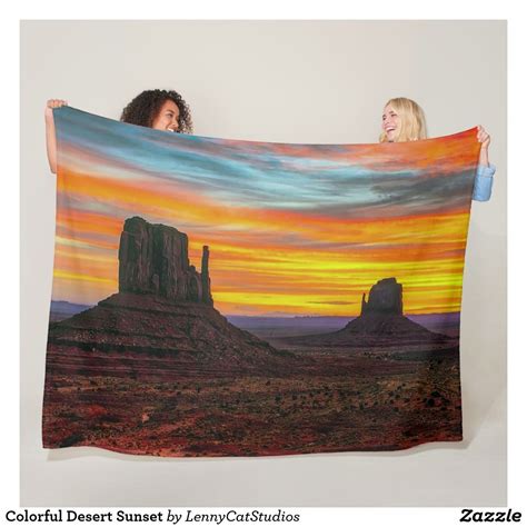 Colorful Desert Sunset Fleece Blanket Native American Blanket Arizona