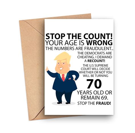 Funny 70th Birthday Card Funny Trump 70th Birthday Card Etsy