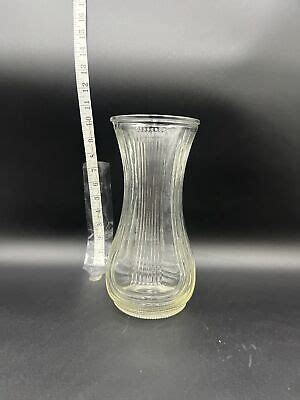 VINTAGE HOOSIER GLASS B A CLEAR RIBBED VASE TALL EBay