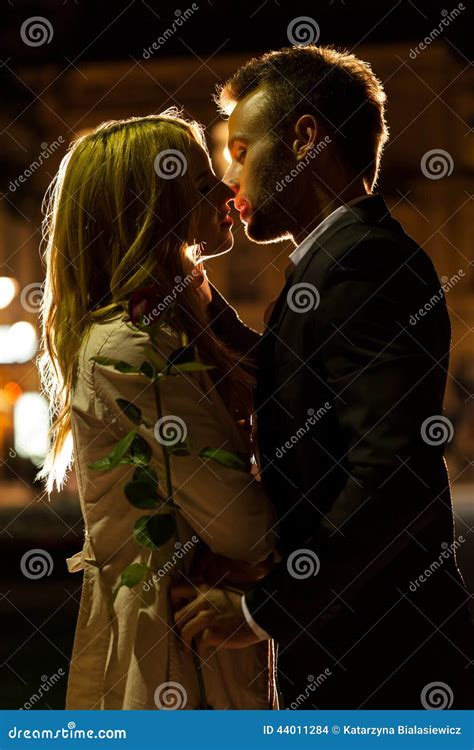 Couple Kissing On A Date Stock Photo Image Of Date Flirt 44011284