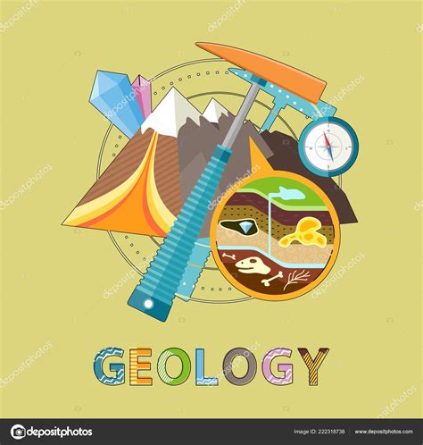 Geology Emblem With Pick Mountain And Minerals Stock Vector Image By