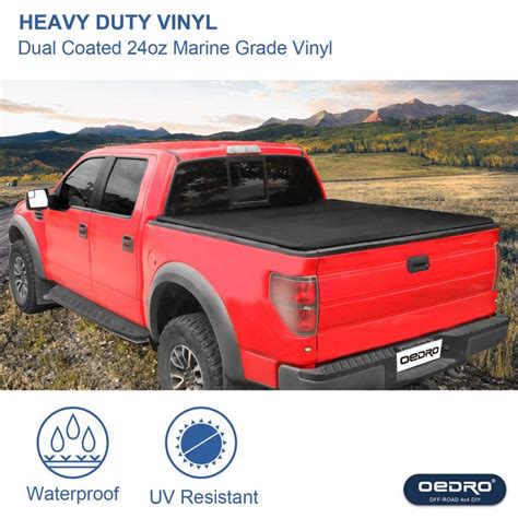 Oedro Upgraded Best Soft Tri Fold Truck Bed Tonneau Cover For 2015 19