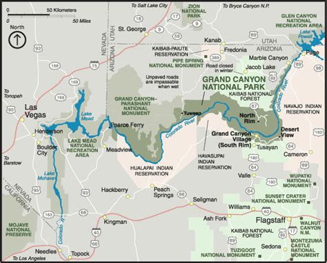 Map Of Arizona Map Of Grand Canyon National Park