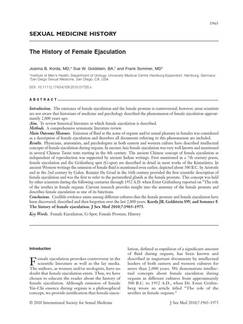 History Of Female Ejaculation Pdf Orgasm Vagina