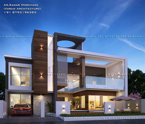 Modern Residential House Bungalow Exterior By Arsagar Morkhade