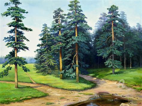 Pine Trees Painting By Sergey Lutsenko Artmajeur