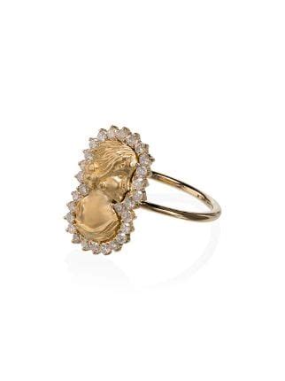 Shop Anissa Kermiche K Yellow Gold Madame Roland Diamond Ring With