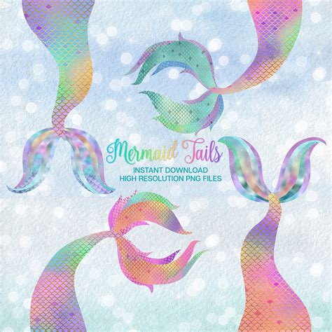 Rainbow Mermaid Tail Clip Art Mermaid Scales Mermaid Etsy