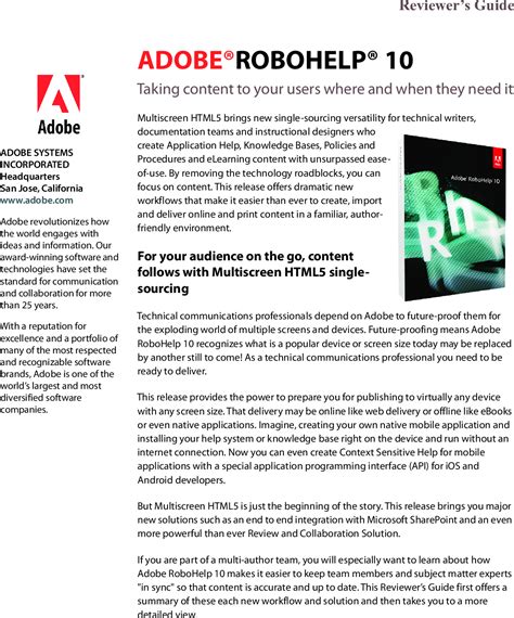 Adobe Robo Help 100 Reviewers Guide Robohelp10 Rg En