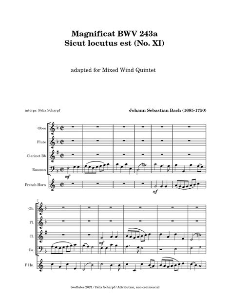 Magnificat Sicut Locutus Est Bwv 243a No 11 J S Bach Arr