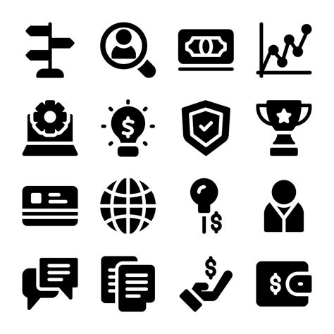 Set Of Business Management Glyph Icons 14835491 Vector Art At Vecteezy