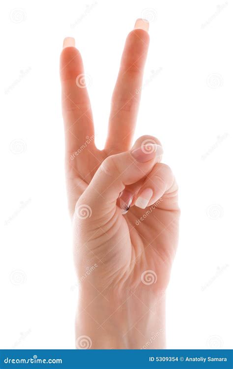 Victory Gesture Over White Stock Photo Image Of Closeup 5309354