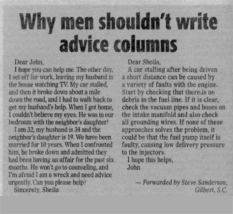 Cartoon Why Men Shouldnt Write Advice Columns Advice Columns Funny