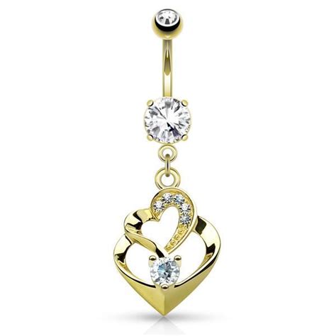 Jam Packed With Romance Our Dangly 14 Karat Yellow Gold Belly Bar