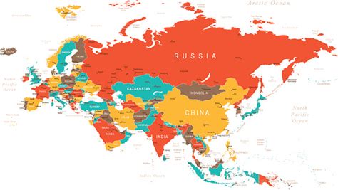 Ilustración De Colorido Mapa De Eurasia Y Más Vectores Libres De