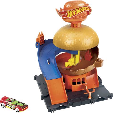 Hot Wheels City Burger Drive Thru Playset And 164 Scale Toy Car