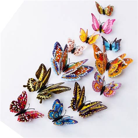 Luminous Butterflies Magnets 12 Pcs Set Butterfly Wall Decals Wall