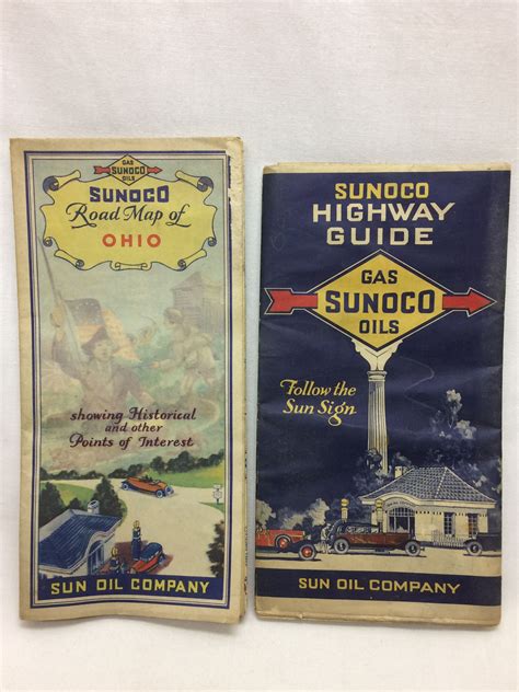 2 Vintage Sun Oil Sunoco Maps Ohio And Northeastern States Gas Oils