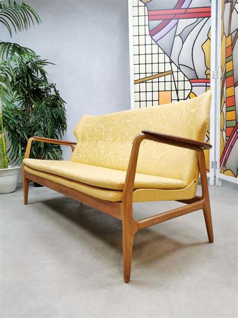 Dutch Mid Century Yellow Floral Sofa By Aksel Bender Madsen For Sale At