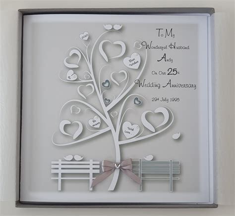 Personalised Silver 25th Wedding Anniversary Card Husband Wife 5th