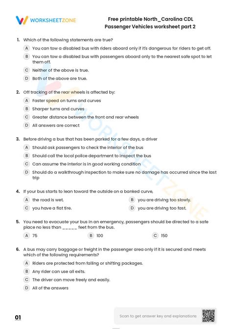 Free printable North/Carolina CDL Passenger Vehicles worksheet part 9