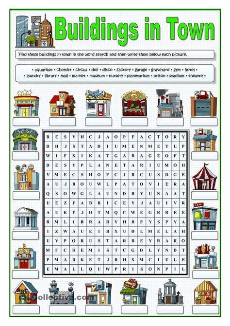 Buildings In Town Wordsearch English Lessons English Classroom