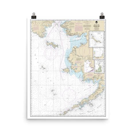 Nautical Chart Of The Bering Sea Poster Etsy