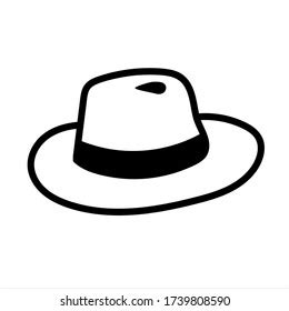 Vector Hand Drawn Fedora Hat Outline Stock Vector Royalty Free