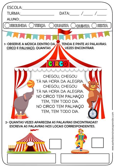 Atividades Prontas Projeto Circo A Arte De Ensinar E Aprender Cloud